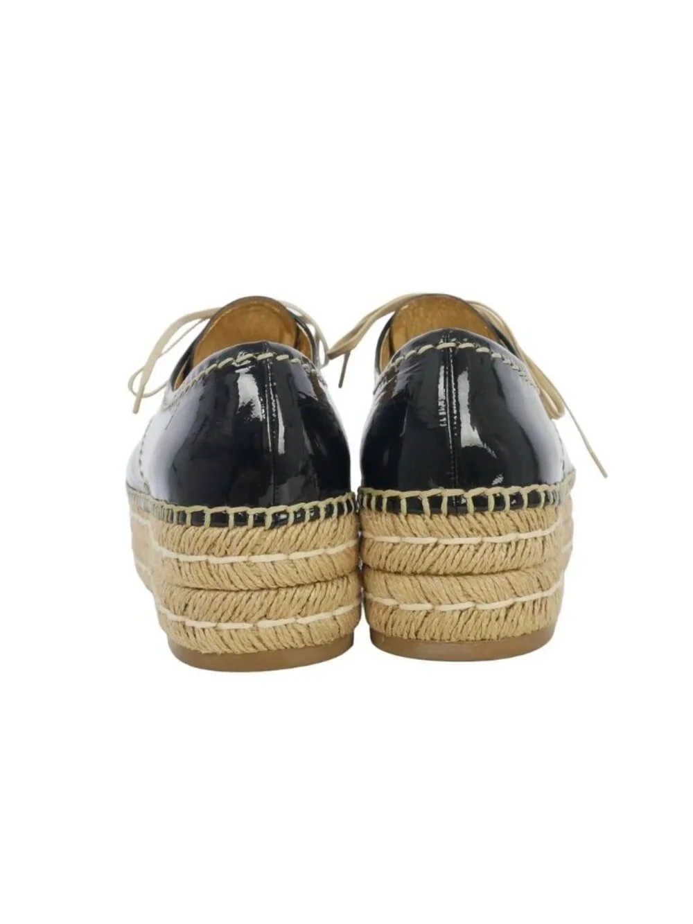 Prada Espadrilles Patent Leather Shoes Navy